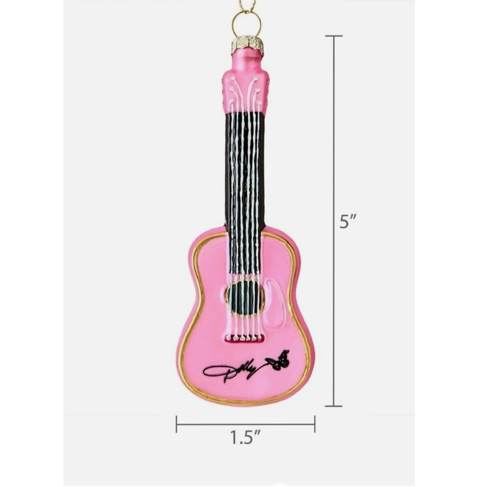 Dolly Parton 80 MM Pink Guitar Holiday Glass Ornament, by Ruz (NWT) - Picture 3 of 11